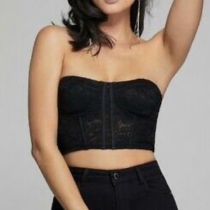 GUESS Marciano Sarah Black Lace Bustier Corset Crop Top - Size XS